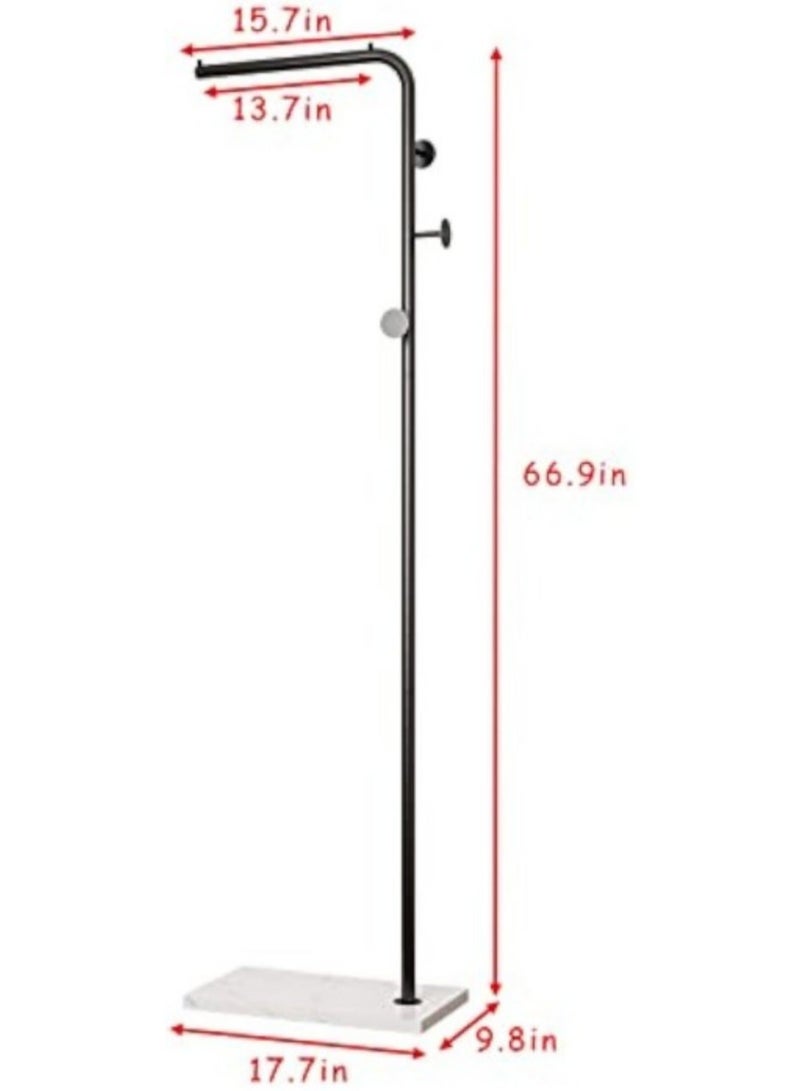 Bluejw Black Coat Racks with White Base, Entryway Coats Racks Freestanding with 3 Hooks, L Shape Home Coat Hanger for Jackets, Coats, Hats, Clothes - Image 4